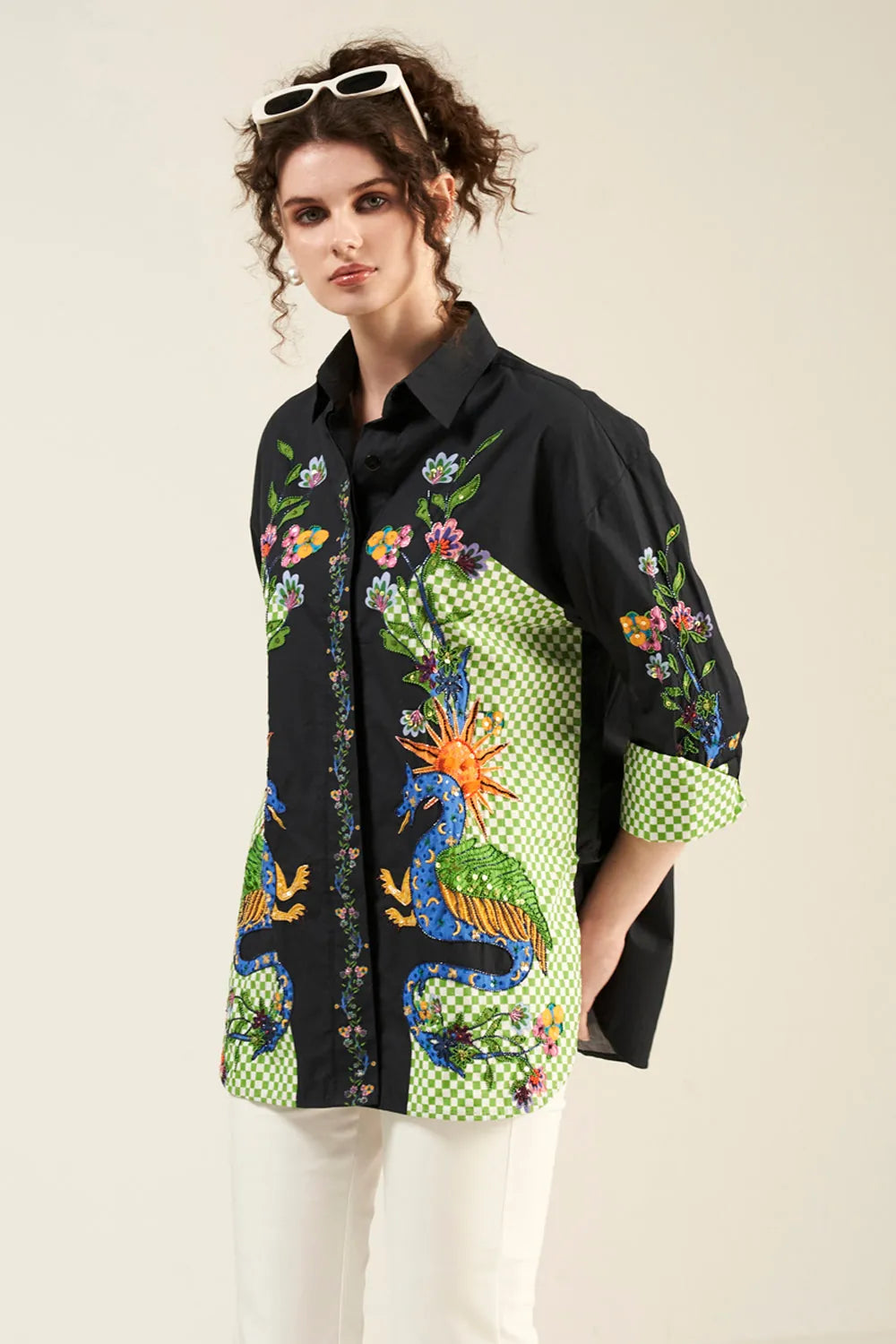 Darsy Shirt women's printed shirt featuring a stylish contemporary design and versatile silhouette, styled for casual outings, summer holidays, relaxed brunches and everyday resort wear.