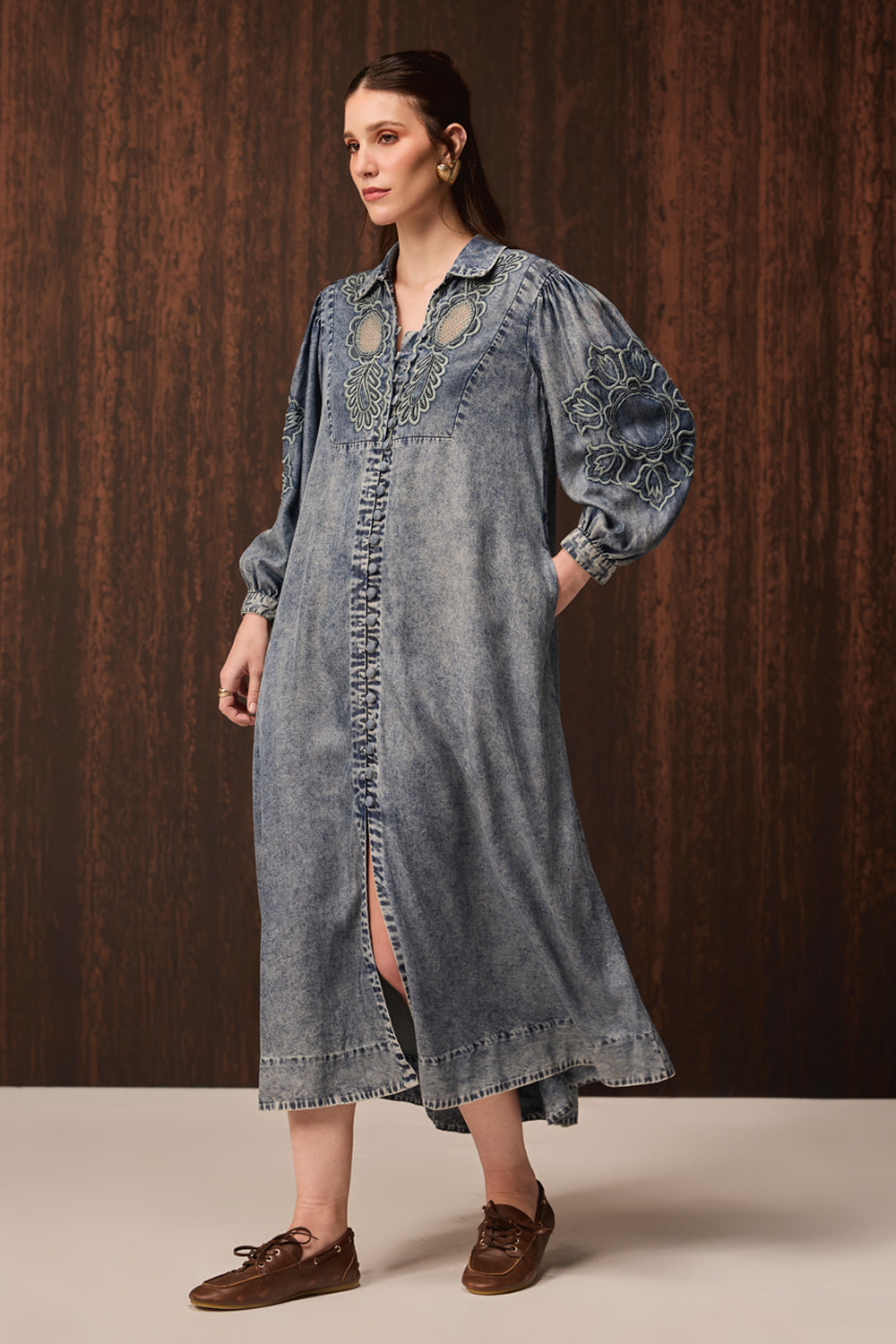 Lahi Embroidered Dress women's embroidered dress featuring intricate decorative craftsmanship and a feminine silhouette, styled for summer celebrations, resort outings, brunches and special occasions.