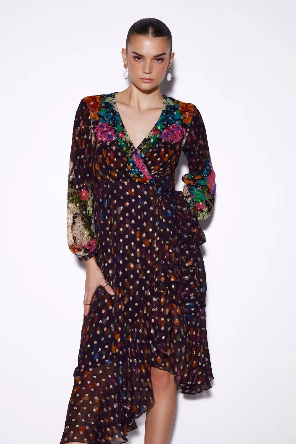 Maisy Wrap Dress women's wrap-style dress featuring a flattering waist-defining design and feminine silhouette, styled for summer holidays, resort brunches, garden parties and daytime celebrations.