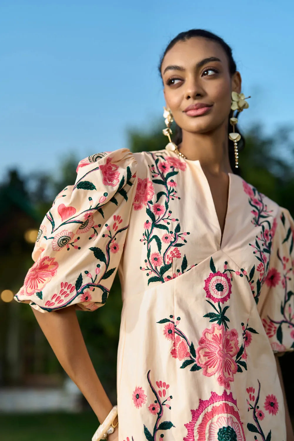 Saanvi Dress women's statement dress featuring a feminine silhouette and contemporary design details, styled for summer brunches, resort holidays, daytime gatherings and special occasions.