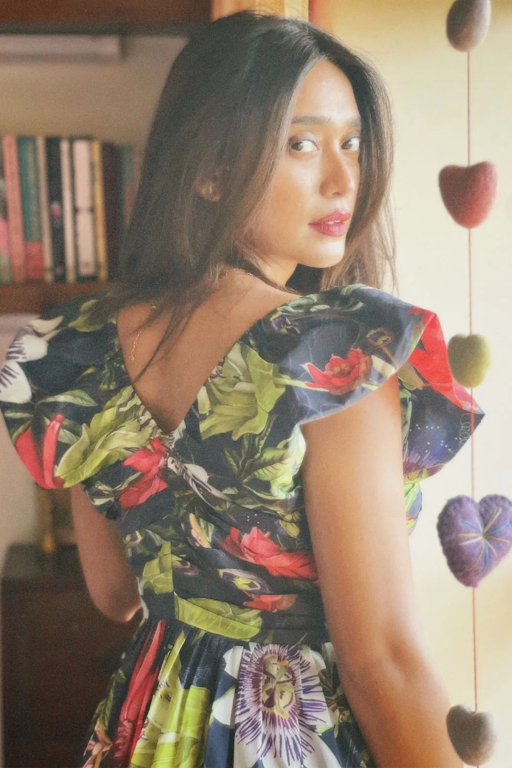 Sayani Gupta wearing the Alizey Mini Dress, a women's mini dress featuring a flattering silhouette and statement design details, styled for summer holidays, resort outings, brunches and daytime celebrations.