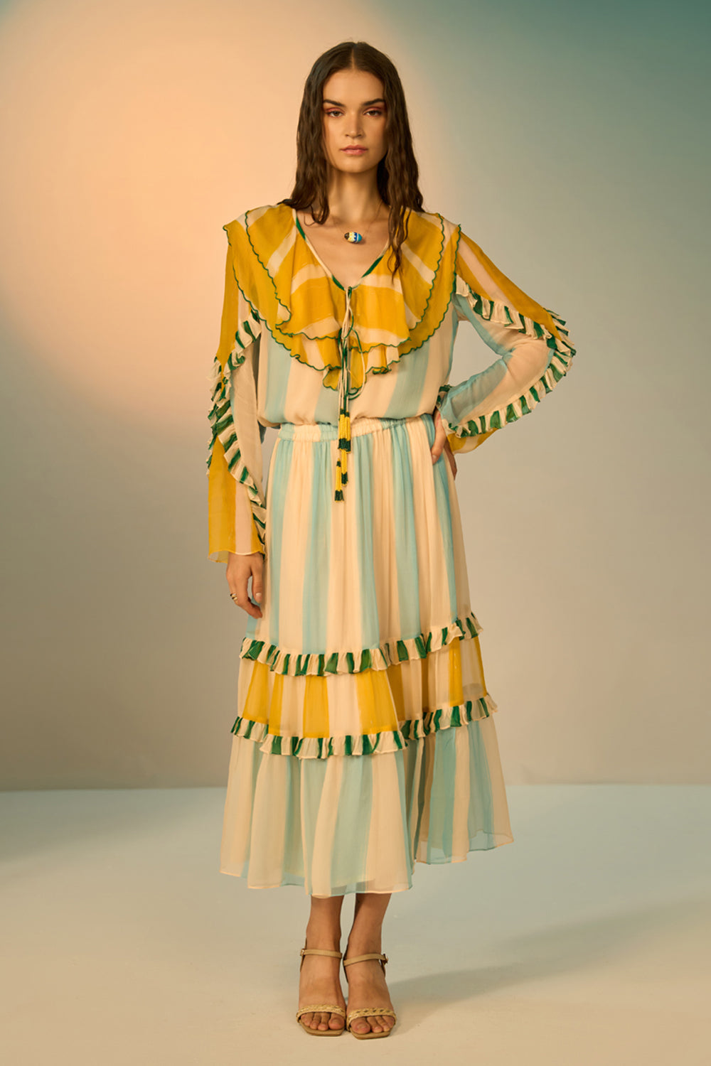 Vida Skirt women's statement skirt featuring a contemporary silhouette and distinctive design details, designed to pair with the matching Vida Blouse or contrasting tops, styled for summer brunches, resort vacations, daytime outings and casual celebrations.