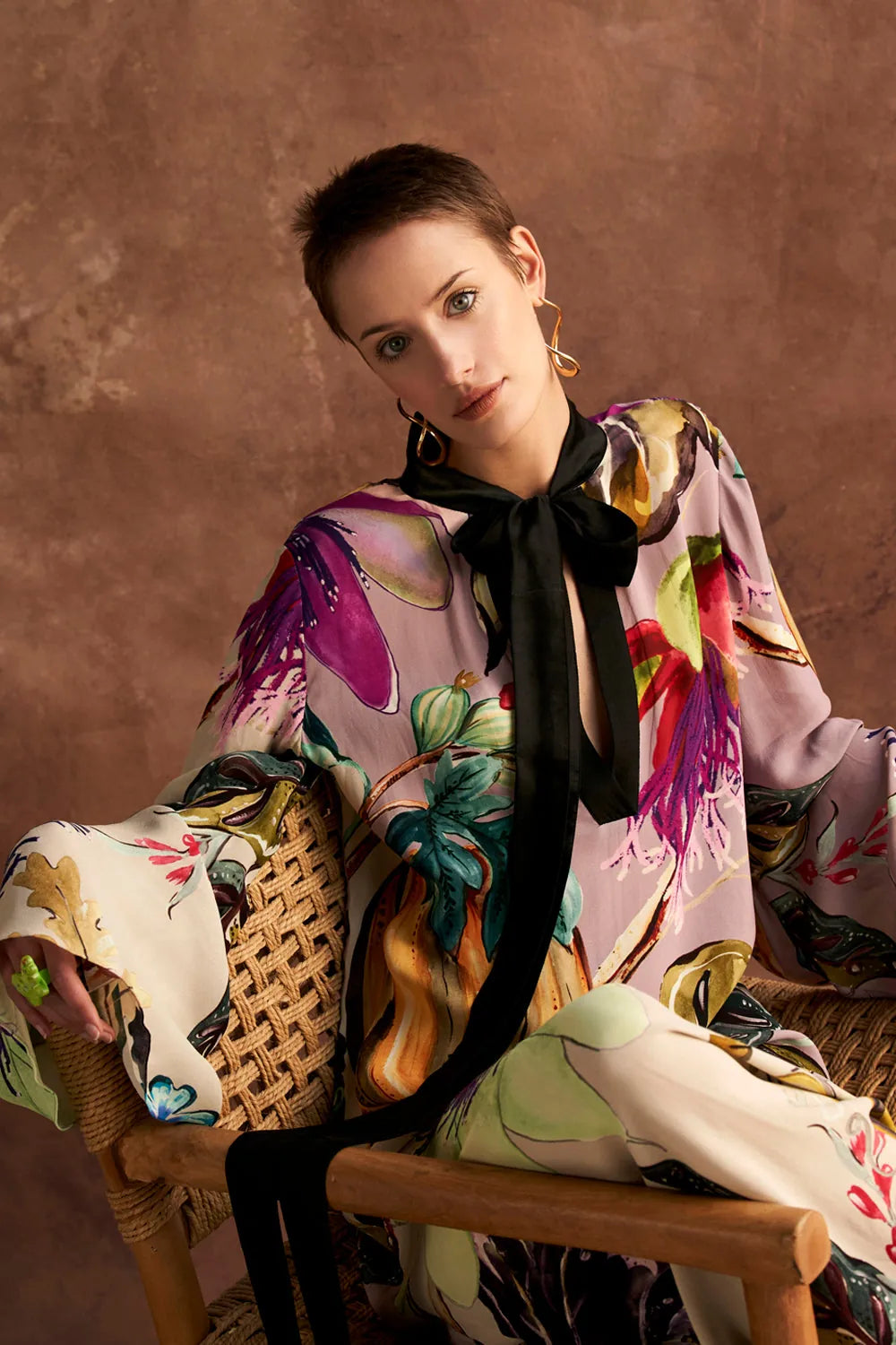 Alani a multicolour Dress with double georgette maxi and flare sleeves, and silhouette, perfect for day-to-evening styling.
