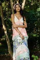 Alva Dress multi-printed georgette maxi perfect for a date night or effortless day-to-night wear. 