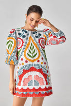 Claire Embroidered Dress women's ivory cotton poplin shift dress featuring intricate embroidery, a straight relaxed silhouette and a clean contemporary finish, styled for summer brunches, festive daytime gatherings, coastal holidays and evening occasions.
