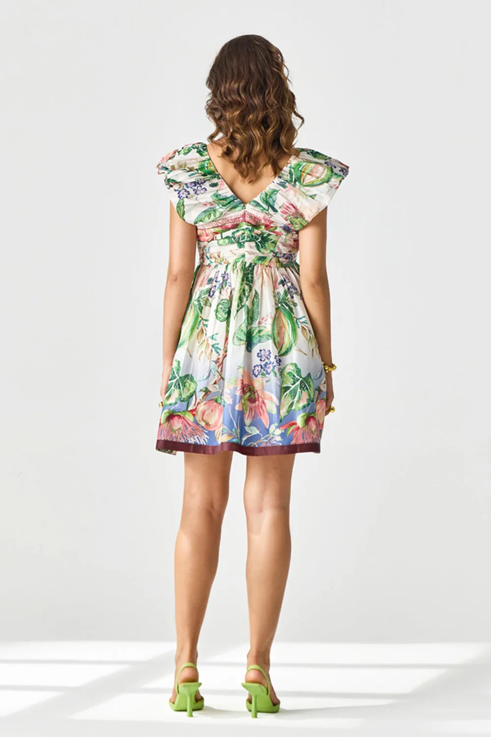 Cora Mini Dress women's ivory polyester mini dress featuring a chic printed design, cinched waist and flattering feminine silhouette, styled for summer brunches, vacation outings, daytime gatherings and casual celebrations.
