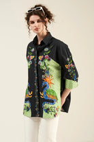 Darsy Shirt women's printed shirt featuring a stylish contemporary design and versatile silhouette, styled for casual outings, summer holidays, relaxed brunches and everyday resort wear.