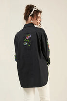 Back view of Darsy Shirt women's printed shirt featuring a stylish contemporary design and versatile silhouette, styled for casual outings, summer holidays, relaxed brunches and everyday resort wear.