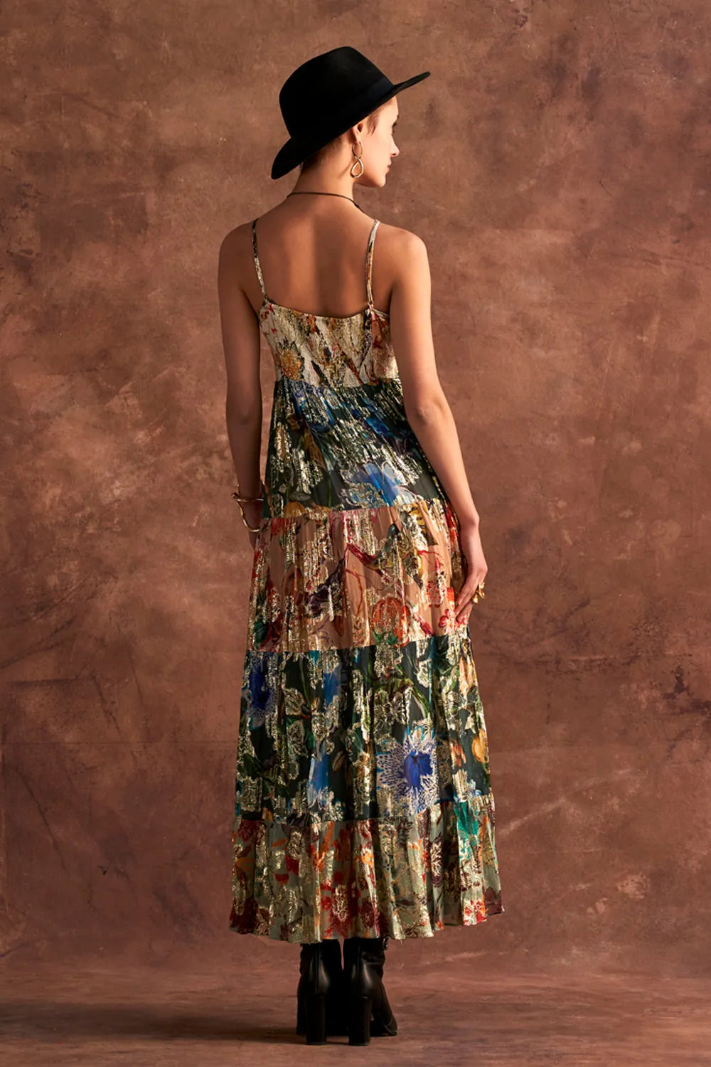 Back view of Katherine Maxi Dress women's maxi dress featuring an elegant flowing silhouette and distinctive contemporary design, styled for summer holidays, resort dinners, destination celebrations and special occasions.