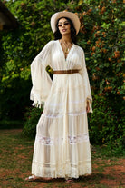 Kriti Sanon wearing the Femi Cape With Shorts, a women's ivory chiffon co-ord set featuring a flowing cape with delicate lace detailing and matching shorts with lace accents, styled for beach holidays, resort vacations, poolside gatherings and elegant summer getaways.