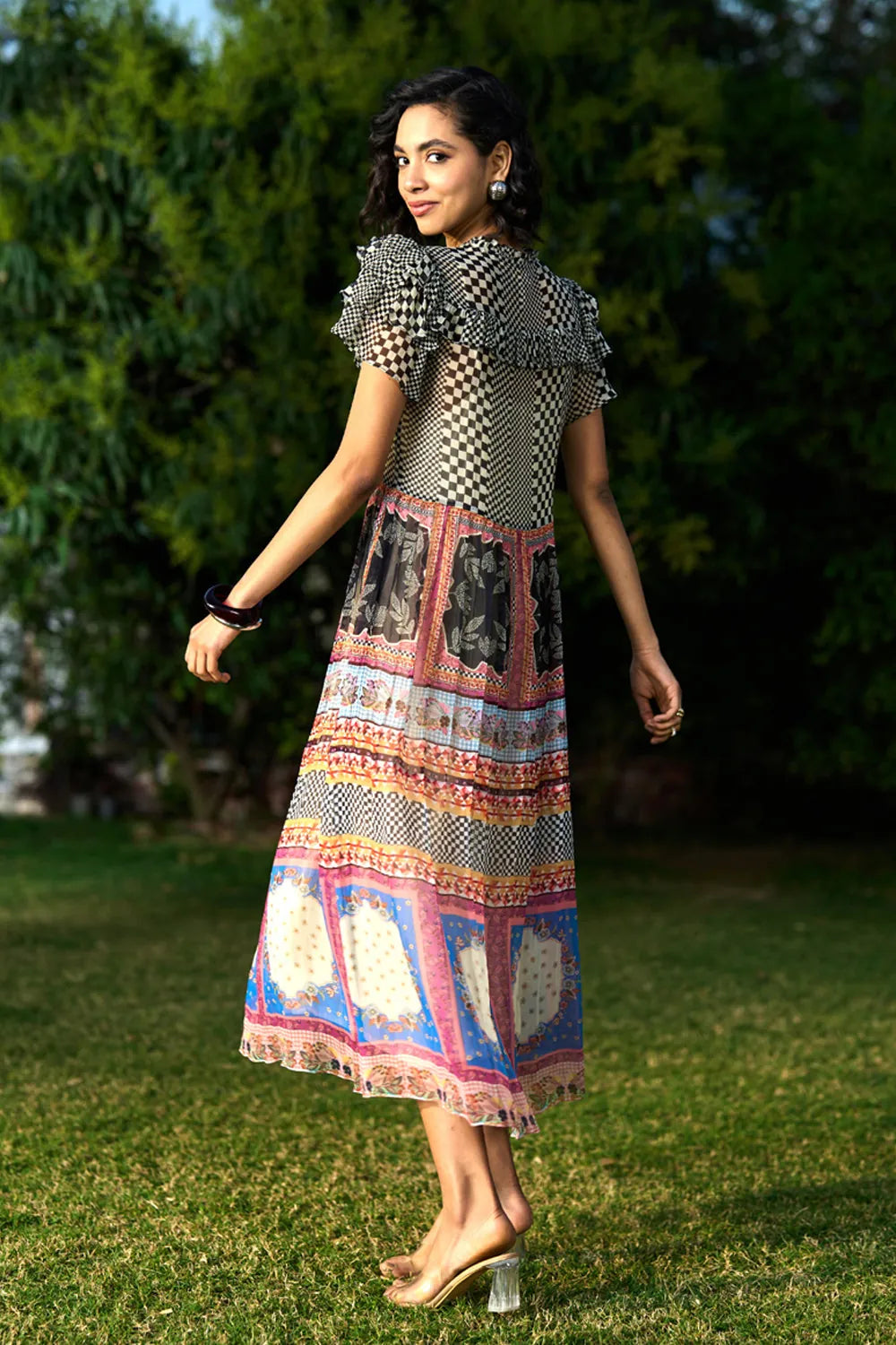 Back view of Lee Dress women's dress featuring a contemporary silhouette and distinctive design details, styled for summer outings, casual brunches, resort holidays and daytime gatherings.