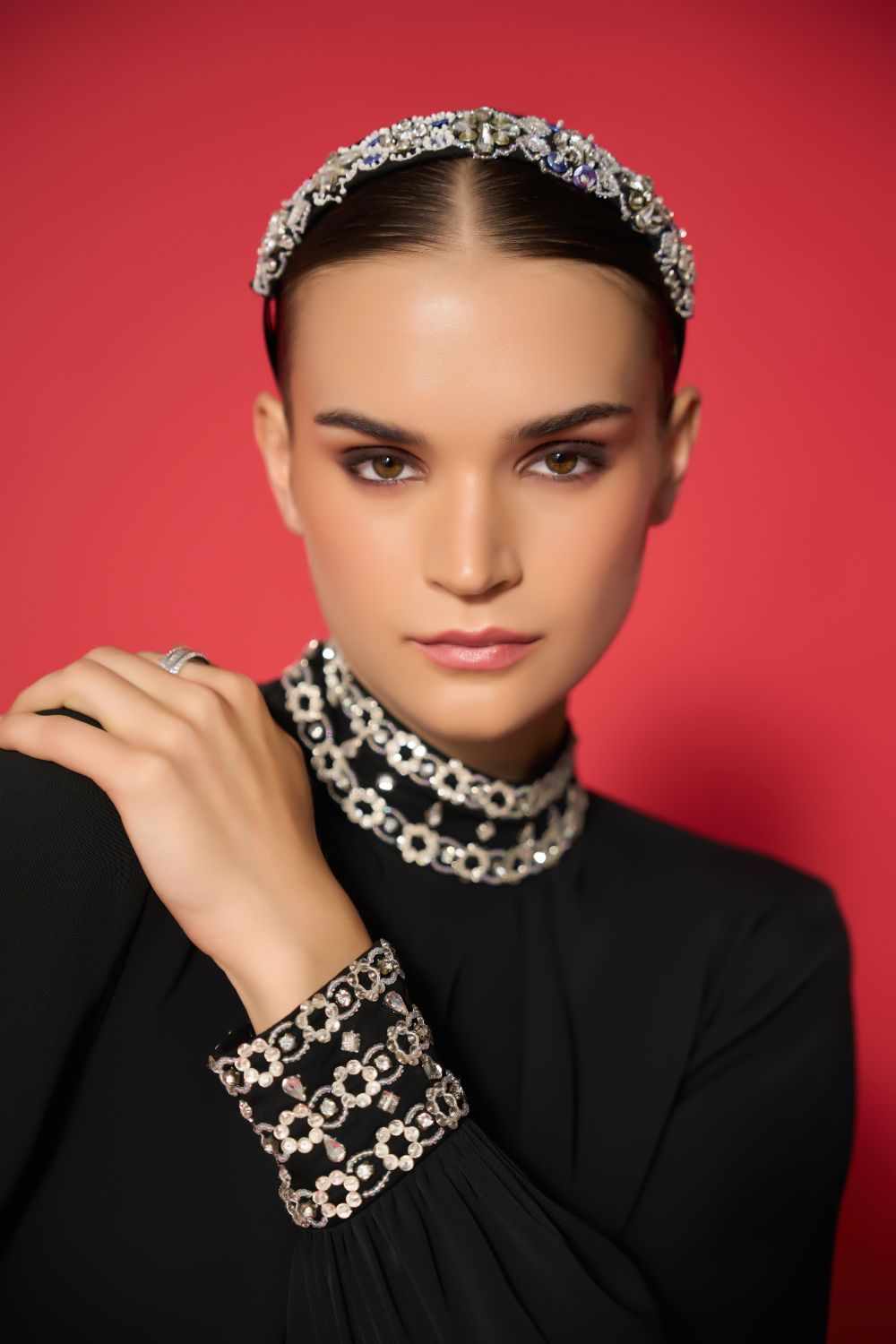 Levy Embroidered Dress women's black embroidered dress featuring intricate decorative detailing and an elegant contemporary silhouette, styled for evening celebrations, resort dinners, festive gatherings and special occasions.