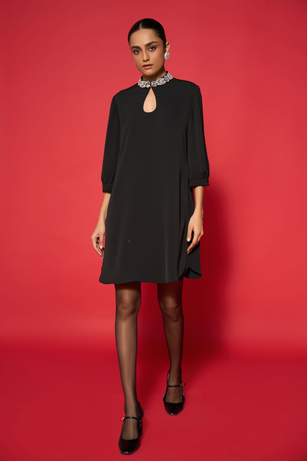 Lexi Embroidered Dress women's embroidered dress featuring intricate decorative detailing and a statement silhouette, styled for festive gatherings, evening celebrations, resort dinners and special occasions.