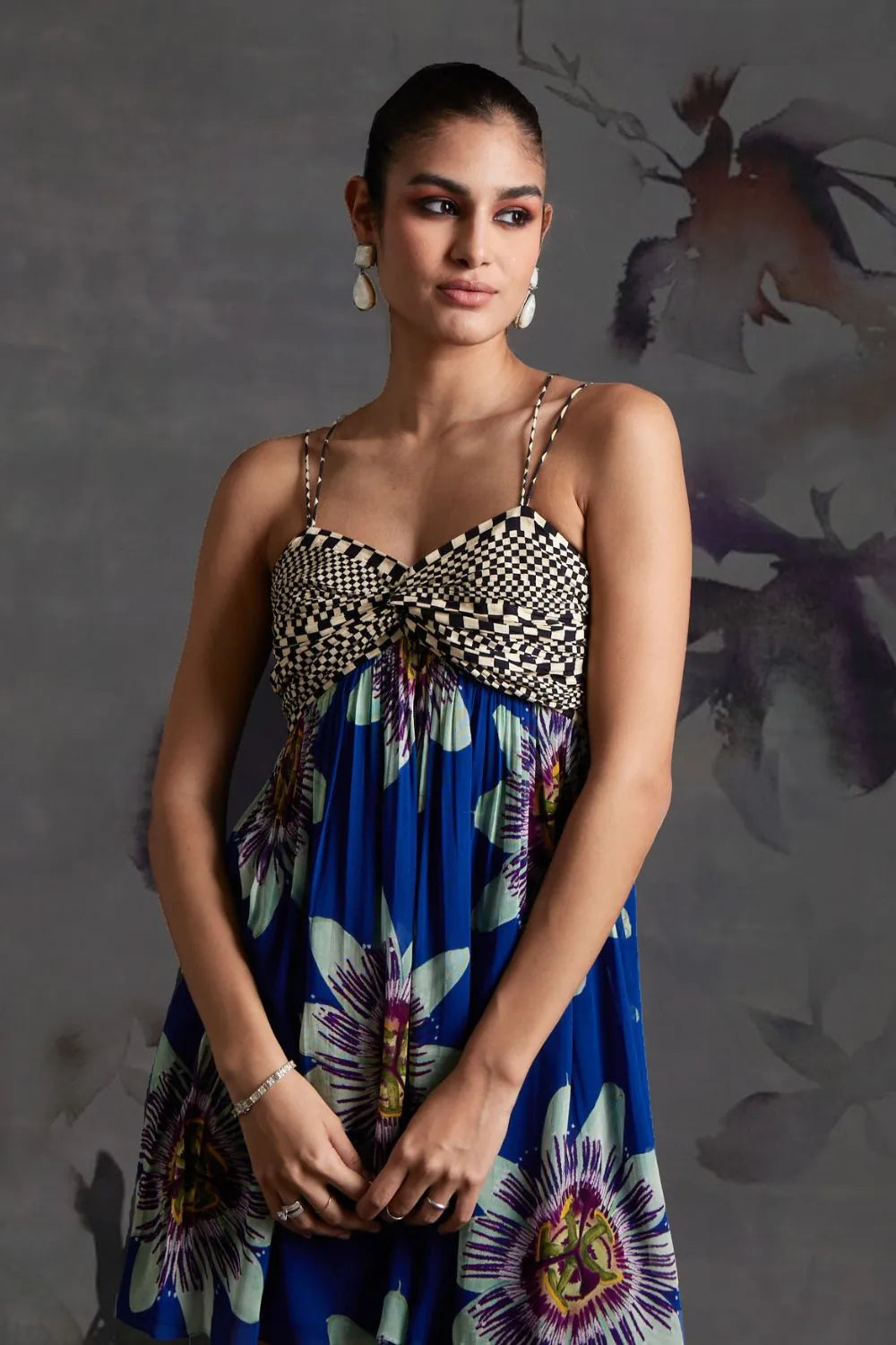 Lilly Mini Dress in Prussian Blue women's mini dress featuring a stylish feminine silhouette and statement design, styled for summer holidays, brunch outings, resort getaways and daytime celebrations.