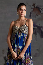 Lilly Mini Dress in Prussian Blue women's mini dress featuring a stylish feminine silhouette and statement design, styled for summer holidays, brunch outings, resort getaways and daytime celebrations.