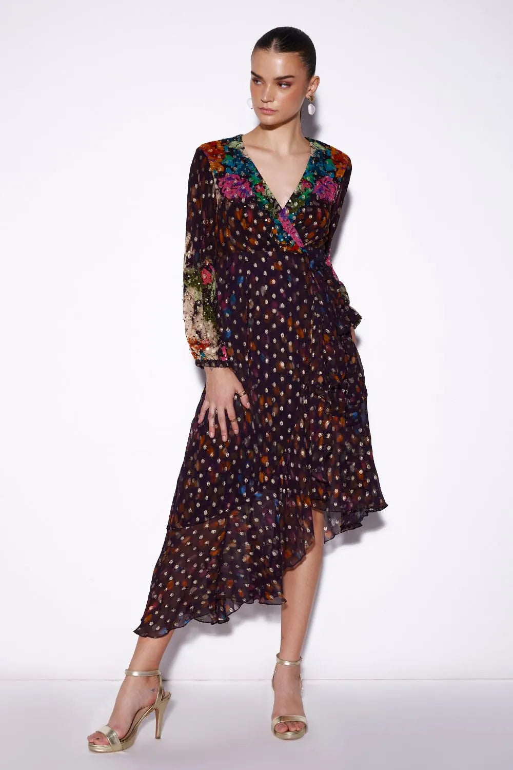 Maisy Wrap Dress women's wrap-style dress featuring a flattering waist-defining design and feminine silhouette, styled for summer holidays, resort brunches, garden parties and daytime celebrations.
