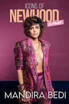 Mandira Bedi wearing the Ramona Jacket & Pants Set, a women's ruby pink velvet co-ord featuring a structured jacket and matching tailored pants with intricate thread and sequin detailing, styled for cocktail parties, festive celebrations, evening events and glamorous occasions.