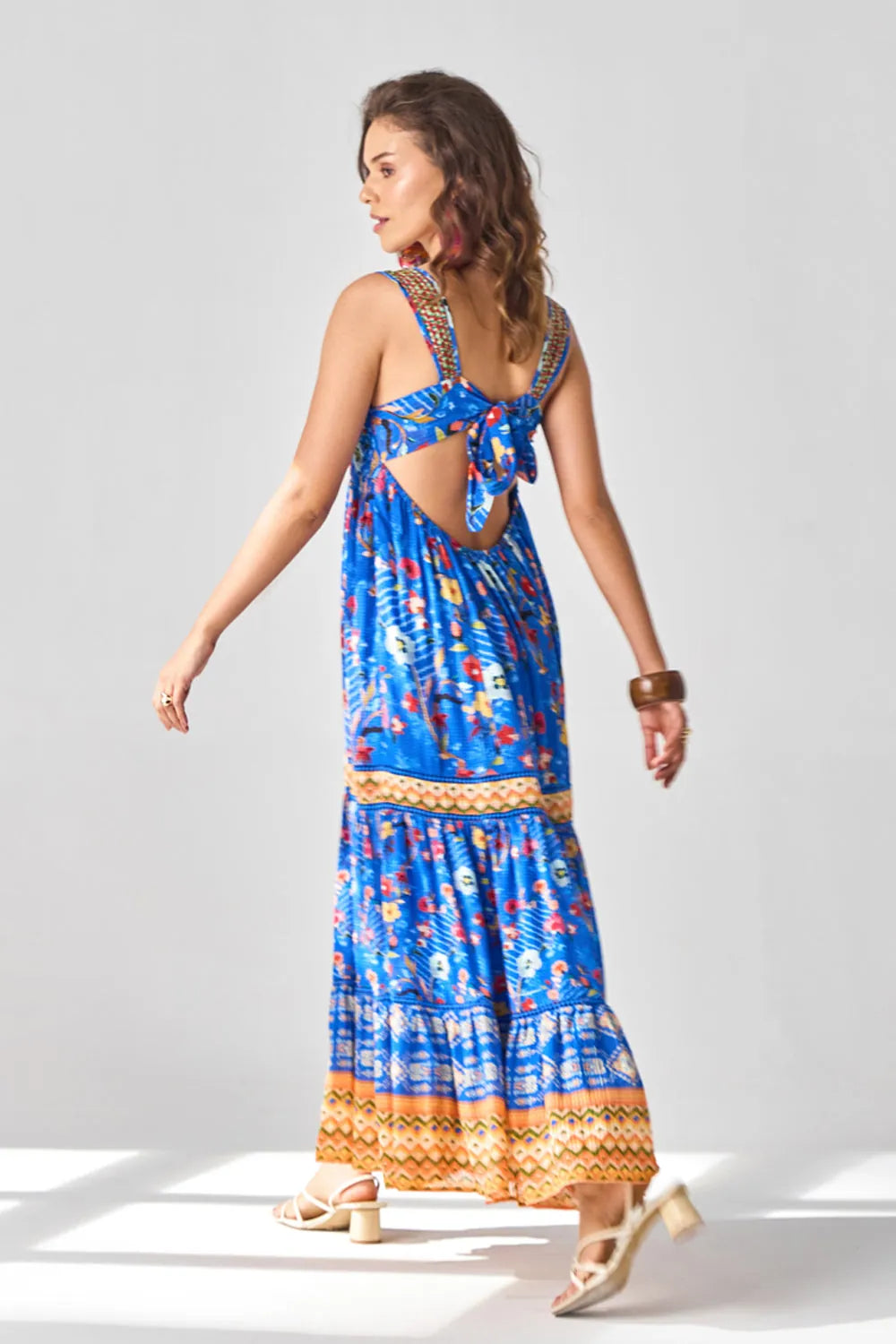 Mavis Maxi Dress women's maxi dress featuring a flowing silhouette and distinctive contemporary design, styled for summer holidays, resort vacations, brunches and special occasions.