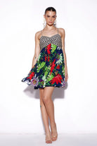 Noemi Mini Dress women's mini dress featuring a chic contemporary silhouette and distinctive design details, styled for summer brunches, resort vacations, holiday outings and casual celebrations.