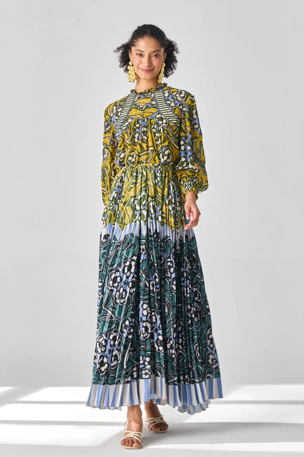 Full view of Nola Blouse & Skirt women's co-ord set featuring a coordinated blouse and matching skirt with a contemporary silhouette, styled for summer holidays, resort brunches, daytime celebrations and vacation outings.
