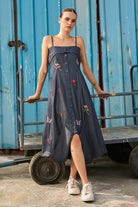 Posy Embroidered Dress women's embroidered dress featuring intricate decorative craftsmanship and an elegant silhouette, styled for summer celebrations, resort gatherings, festive daytime events and special occasions.