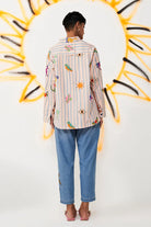 Back view of Raeya Shirt women's statement shirt featuring a contemporary silhouette and distinctive design details, styled for summer outings, resort vacations, casual brunches and elevated everyday wear.