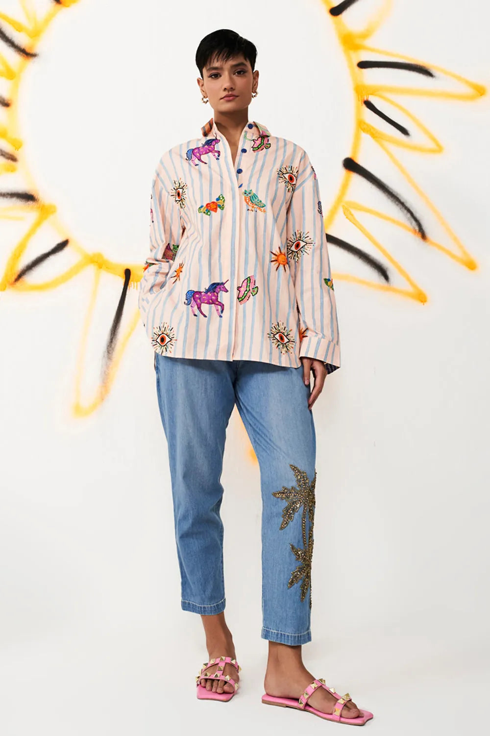 Raeya Shirt women's statement shirt featuring a contemporary silhouette and distinctive design details, styled for summer outings, resort vacations, casual brunches and elevated everyday wear.