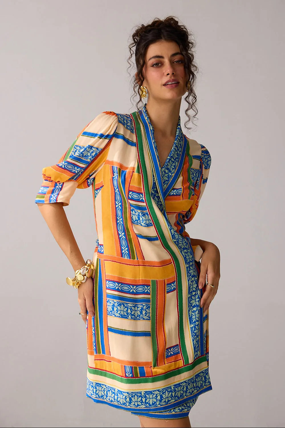 Rosie Wrap Dress women's wrap-style dress featuring a flattering waist-defining design and feminine silhouette, styled for summer brunches, resort vacations, garden parties and daytime celebrations.