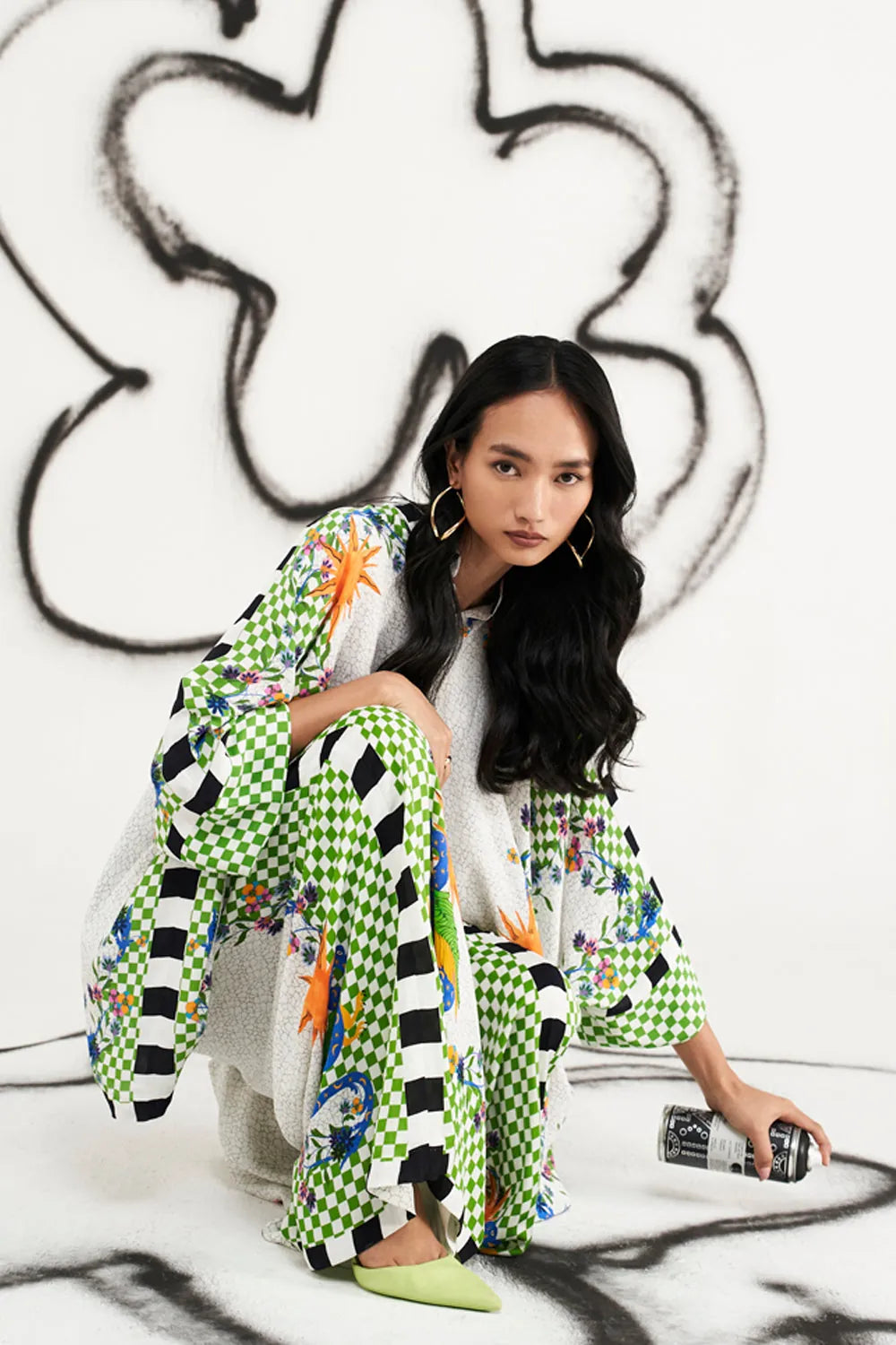 Shea Cape With Pants women's multicolour viscose georgette co-ord set featuring a flowing printed cape with dramatic sleeves and matching relaxed wide-leg pants, combining an artistic multicolour print with fluid movement, styled for festive celebrations, resort evenings, destination gatherings and special occasions.