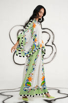Shea Cape With Pants women's multicolour viscose georgette co-ord set featuring a flowing printed cape with dramatic sleeves and matching relaxed wide-leg pants, combining an artistic multicolour print with fluid movement, styled for festive celebrations, resort evenings, destination gatherings and special occasions.