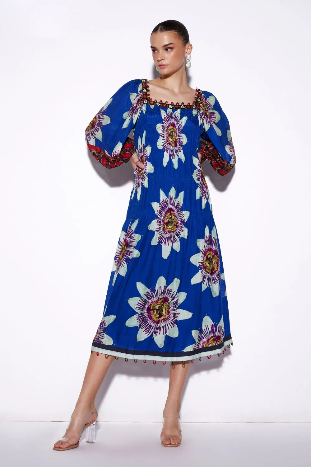 Tatiana Tier Maxi Dress women's multicolour maxi dress featuring a vibrant printed design, delicate straps and a flowing tiered skirt, creating a feminine, airy silhouette for resort vacations, summer holidays, garden parties and destination celebrations.