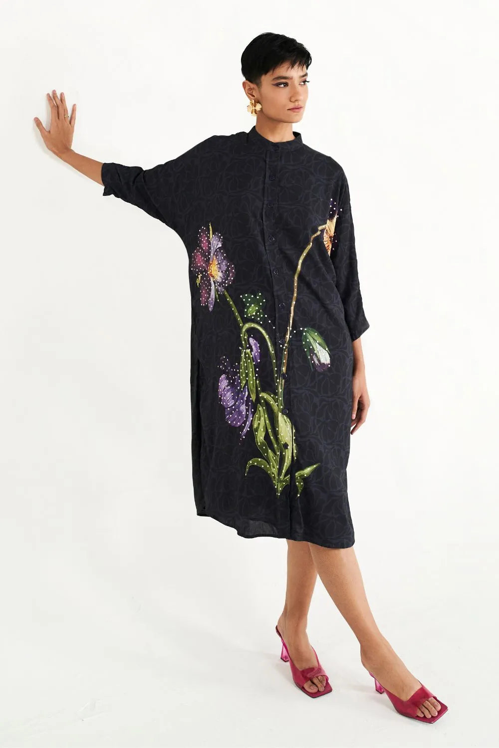 Tushita Dress women's statement dress featuring a feminine silhouette and distinctive contemporary detailing, styled for summer celebrations, resort vacations, brunches and special occasions.