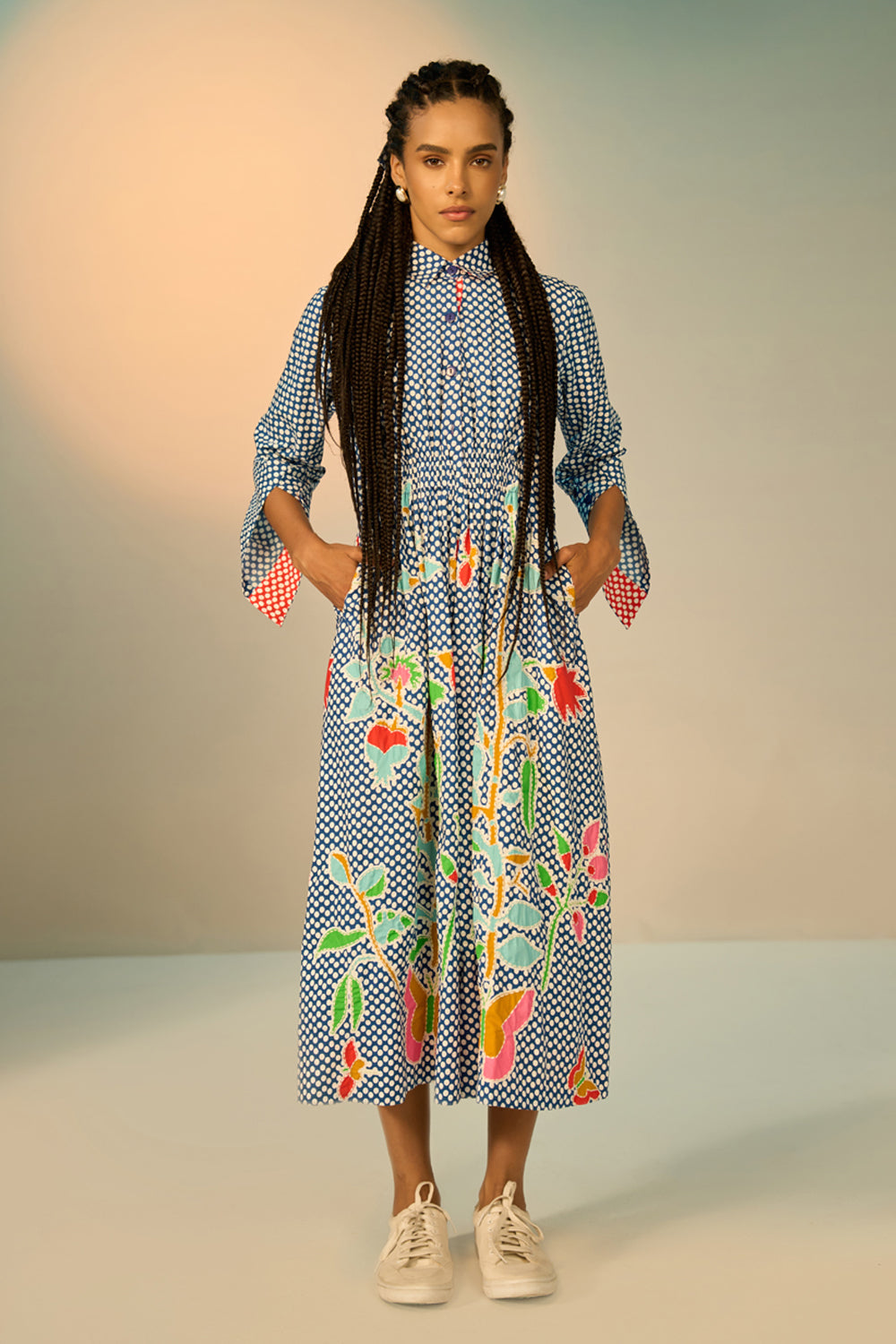 Rumi Embroidered Midi Dress for Women
