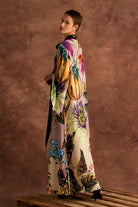 Alani a multicolour Dress with double georgette maxi and flare sleeves, and silhouette, perfect for day-to-evening styling.
